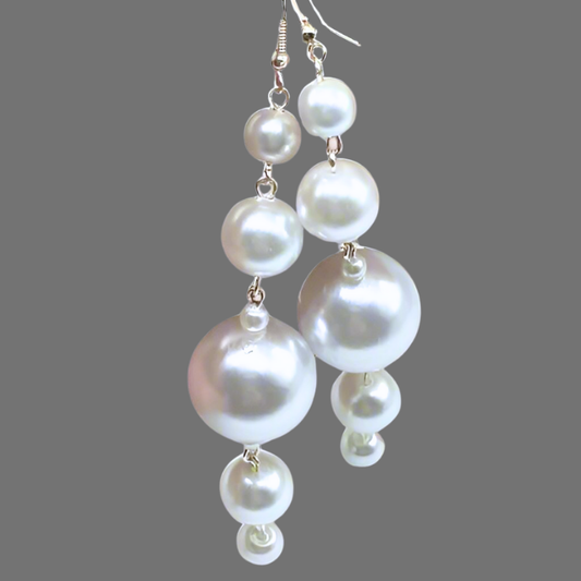 5 Drop Pearl Earrings, Peace N Beads
