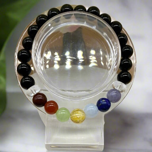 7 Bead Black Onyx Chakra Bracelet-Peace N Beads Design
