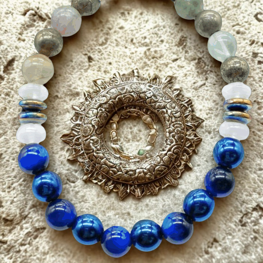 Enhance Productivity with Blue Tiger Eye Bracelet featuring blue and silver beads for a stylish look