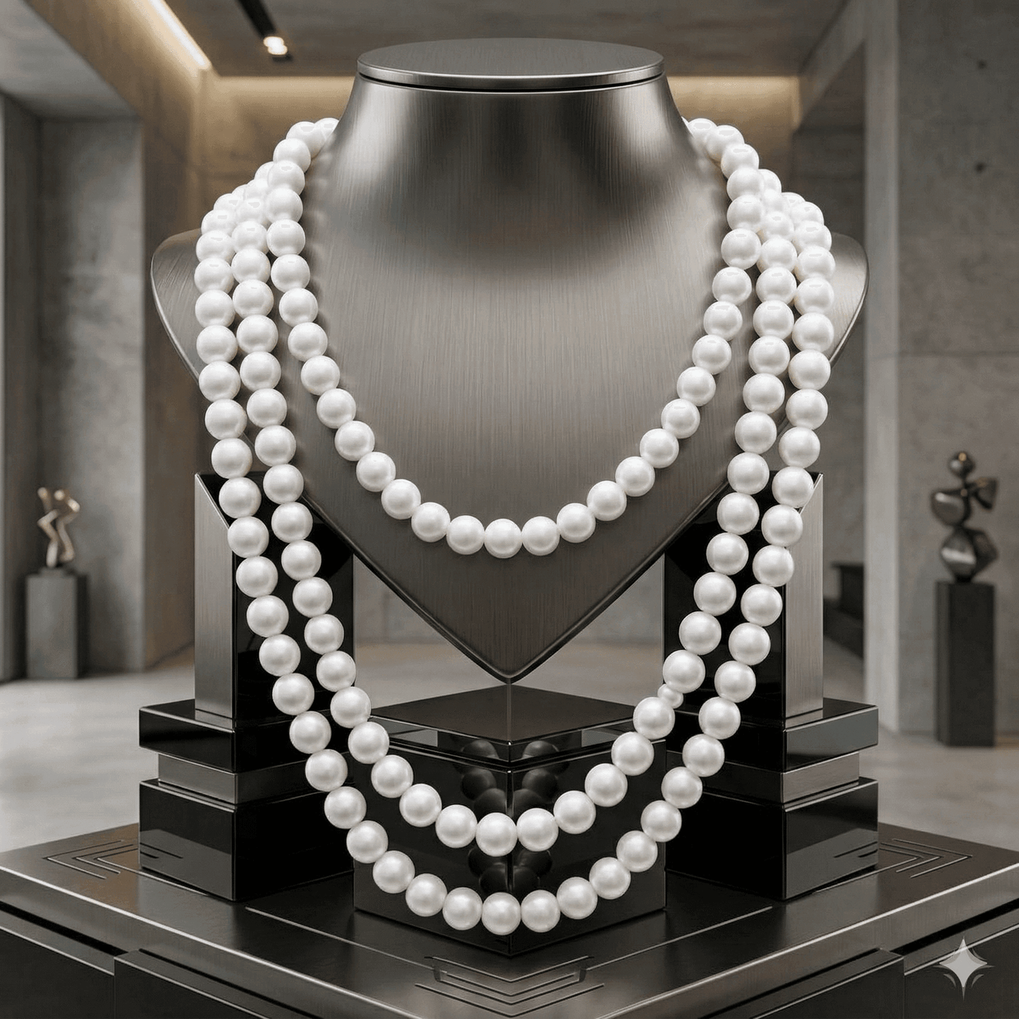 Classic 3 Strand White Pearl Necklace