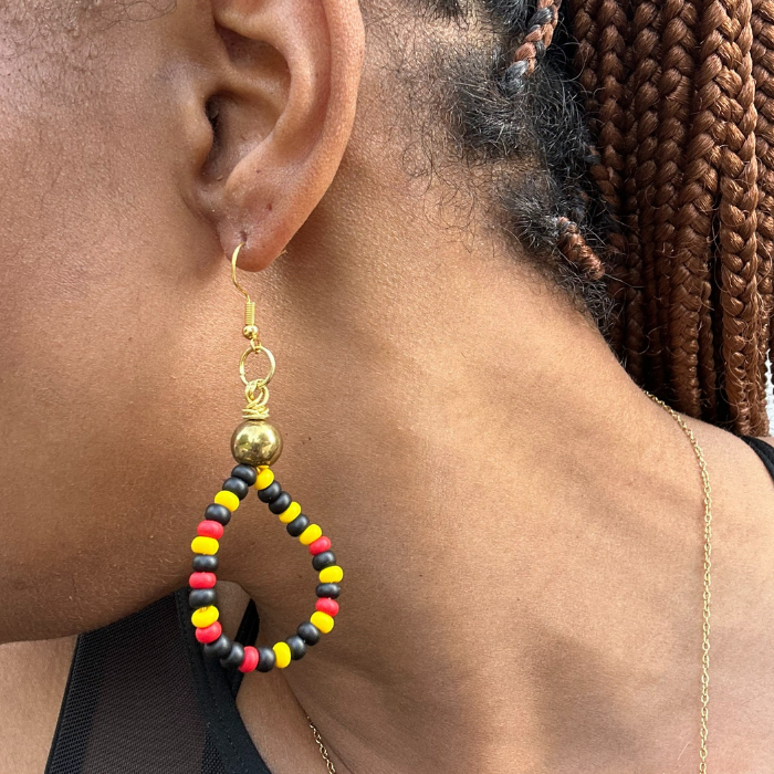 Fire and Gold Drop Bead Statement Earrings
