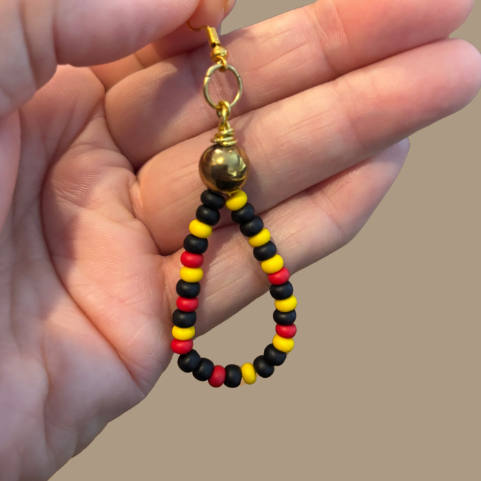 Fire and Gold Drop Bead Statement Earrings2