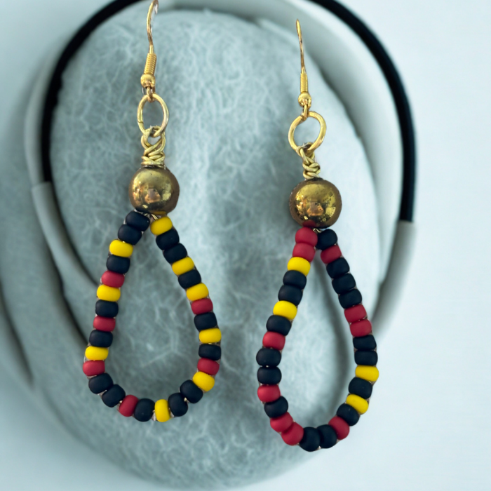 Fire and Gold Drop Bead Statement Earrings1