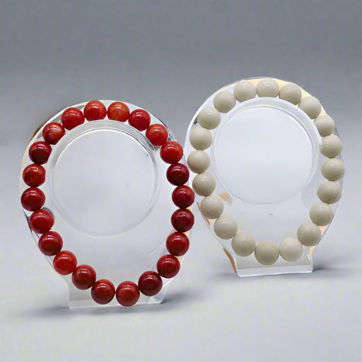 Genuine Red Coral Double Bracelet Set , Peace N Beads