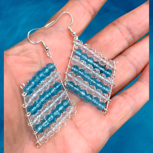 Earrings - Blue White Crystal Earrings