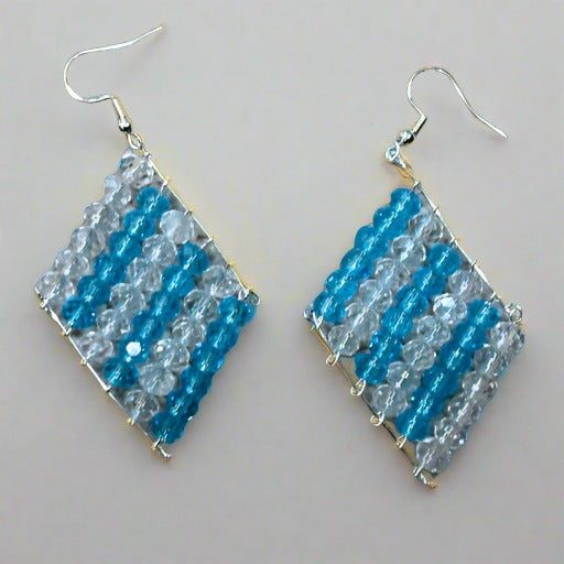 Earrings - Blue White Crystal Earrings
