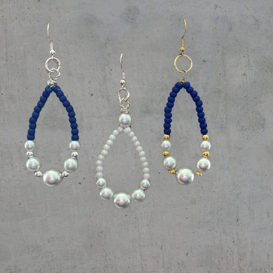 Oval Beaded and Pearl Earrings, Peace N Beads