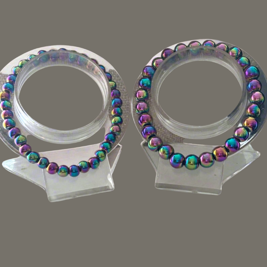 Rainbow Hematite Stone Bracelet, Peace N Beads