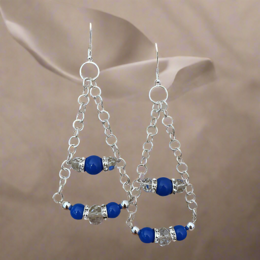Chain Crystal Blue Earrings