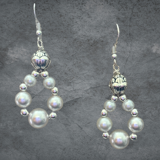 Small White Pearl Drop Earrings