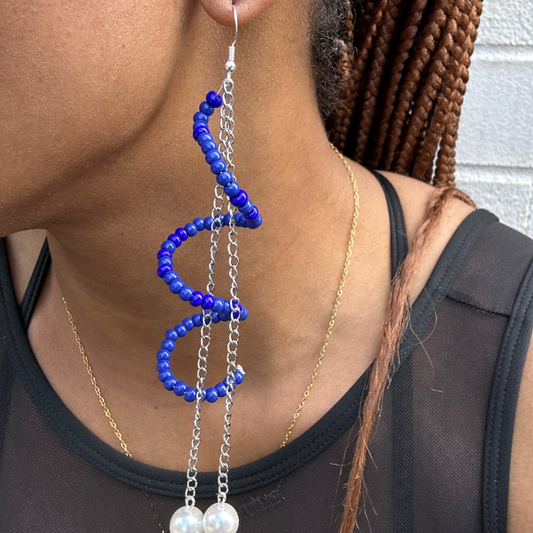 Twisted Blue or White Drop Earrings, Peace N Beads