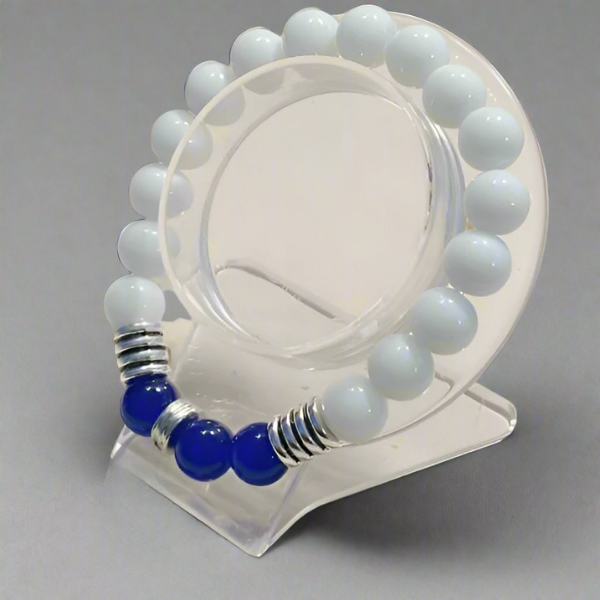 White And Blue Jade Bracelet, Peace N Beads