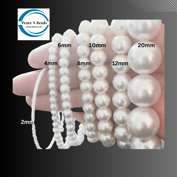 White Glass Pearl Multi Layer Strand Bead Size Chart