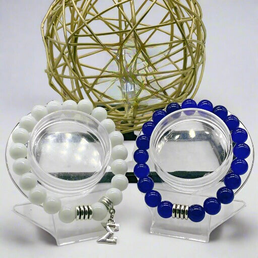 White and Blue Jade Gemstone Bracelets, Peace N Beads