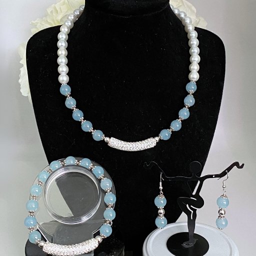 Amicae Blue White Jewelry Set-Peace N Beads Design