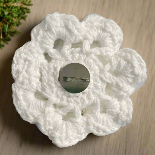 Large All White Crocheted 6" Brooch-Peace N Beads Design