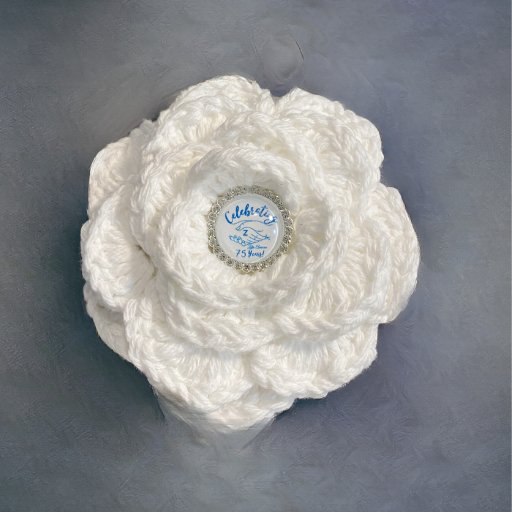 Amicae White Crocheted 100% Cotton 6" Brooch