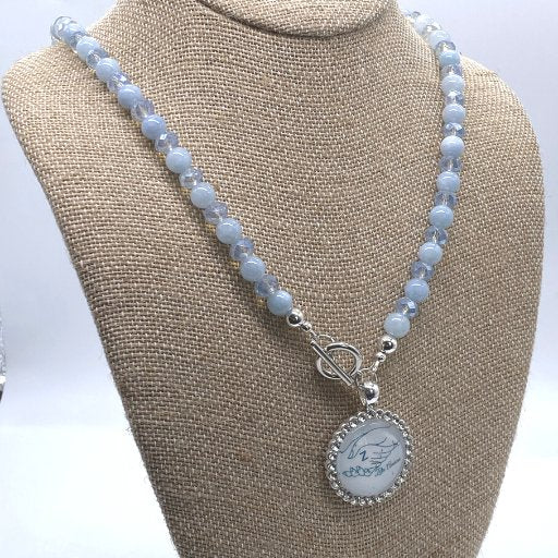 Aquamarine and Blue Crystal Necklace-Peace N Beads Design