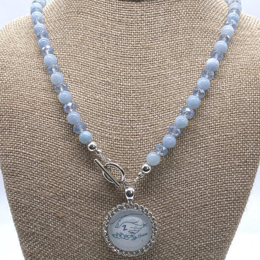 Aquamarine and Blue Crystal Necklace-Peace N Beads Design
