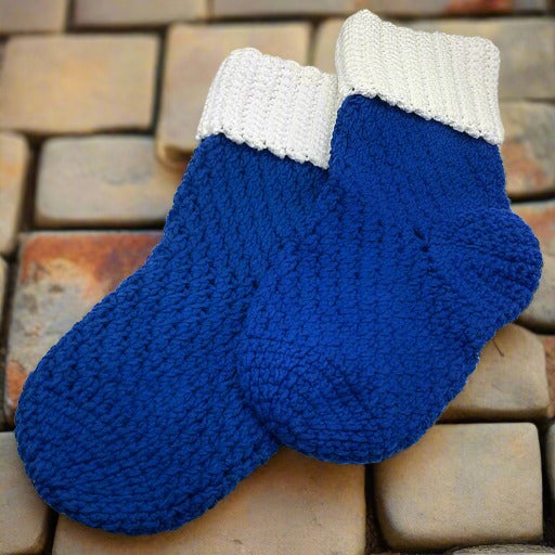 Blue and White Crocheted Foot Warmers-Peace N Beads Design