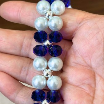 Blue Crystal Pearl Bracelet-Peace N Beads Design