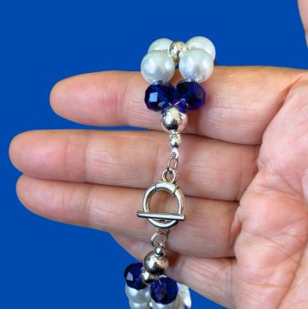 Blue Crystal Pearl Bracelet-Peace N Beads Design