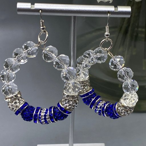 Blue White Crystal Earrings-Peace N Beads Design