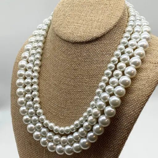 Classic 3 Strand Pearl Necklace - Peace N Beads Design