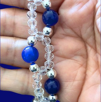 Clear Crystal Blue Gemstone Bracelet-Peace N Beads Design