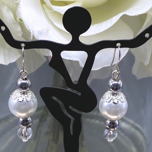 Crystal Pearl Drop Earrings-Peace N Beads Design