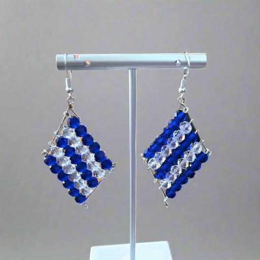 Blue Clear Crystal Earrings-Peace N Beads Design
