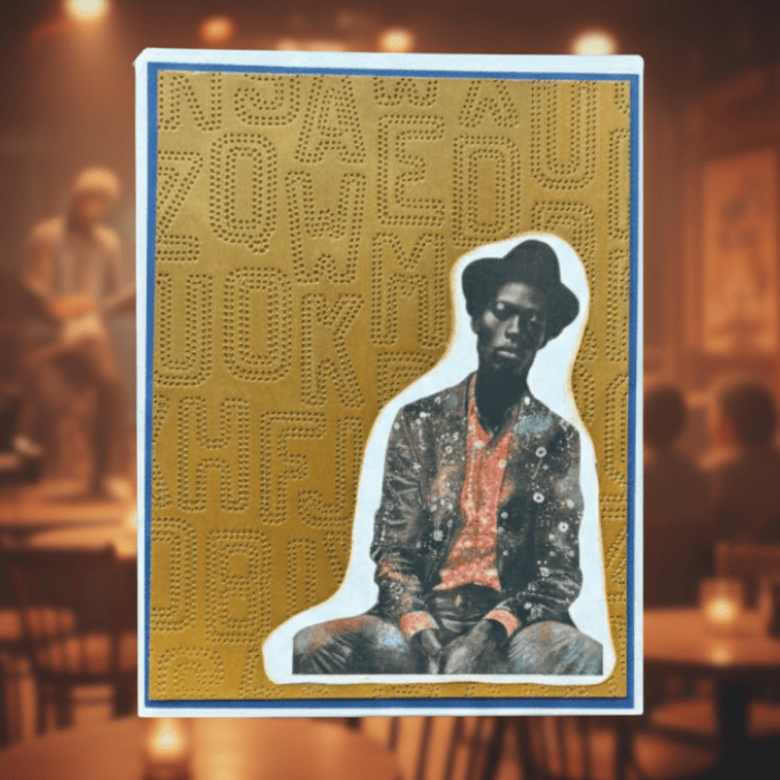 Funky Florals Vintage Note Cards featuring a stylish man against a textured background