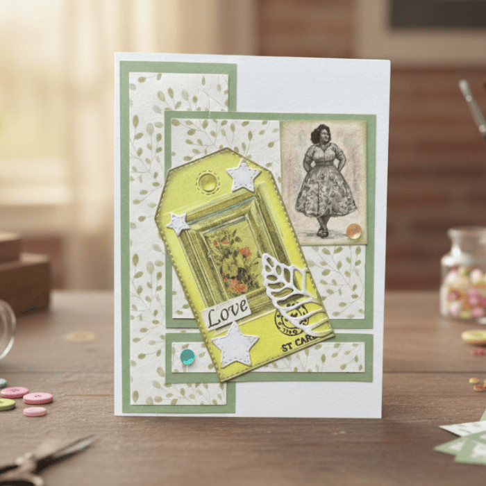 Funky Florals Vintage Note Cards featuring a charming design with decorative elements and tag embellishment
