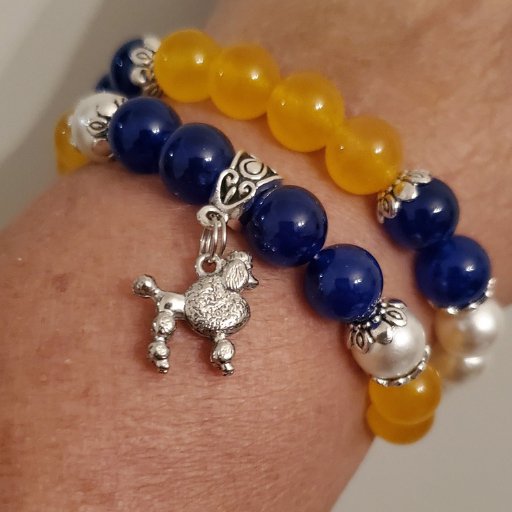 Gold Blue Jade Charm Bracelets-Peace N Beads Design