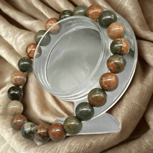 Handcrafted Genuine Picasso Jasper Bracelet by Peace N Beads featuring round polished natural stone beads