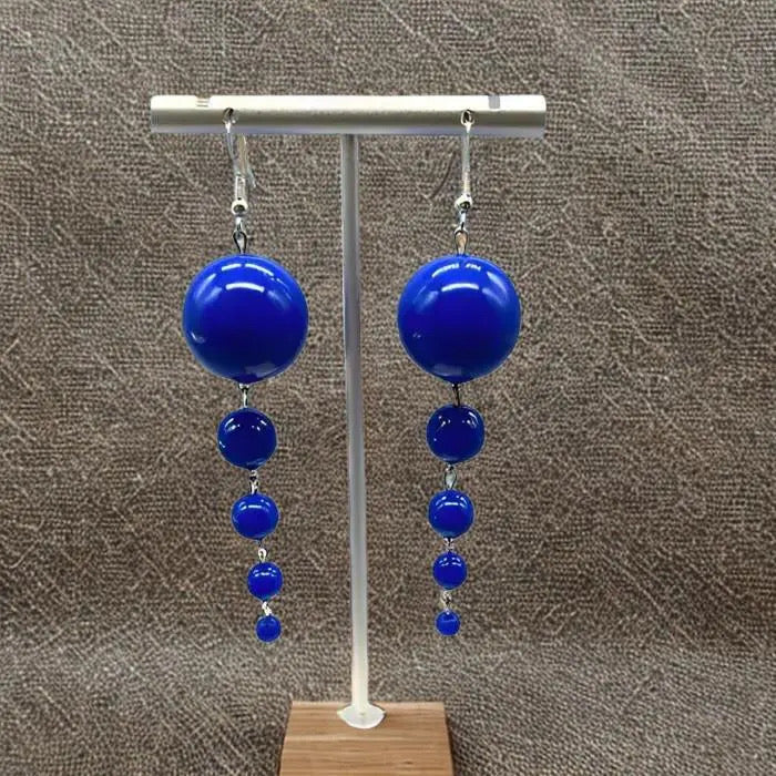 Statement Royal Blue Beaded Drop Earrings