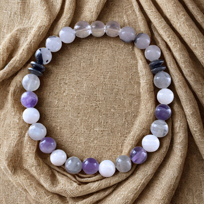 Intuition Gemstone Bracelet featuring a blend of amethyst and other healing stones for balance
