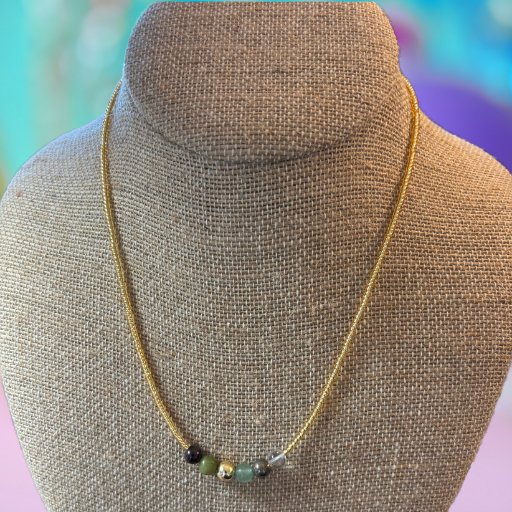 Jade-Citrine Prosperity Gemstone Necklace-Peace N Beads 