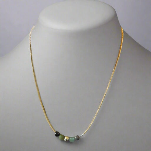 Jade-Citrine Prosperity Gemstone Necklace-Peace N Beads 