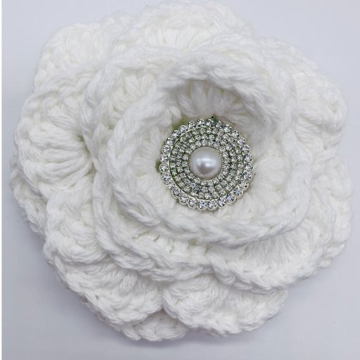 Large All White Crocheted 6" Brooch-Peace N Beads Design