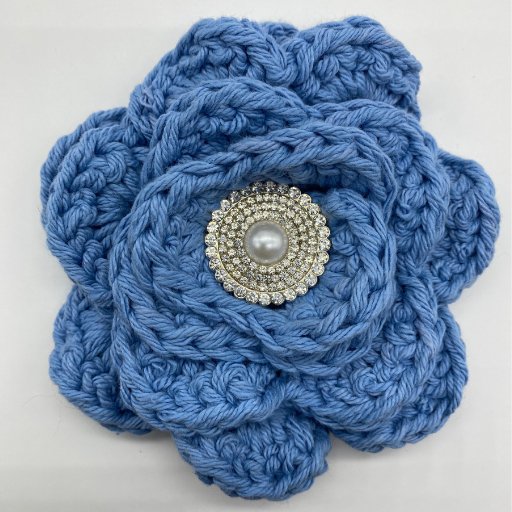 Large Amicae Blue Crocheted Brooch-Peace N Beads Design