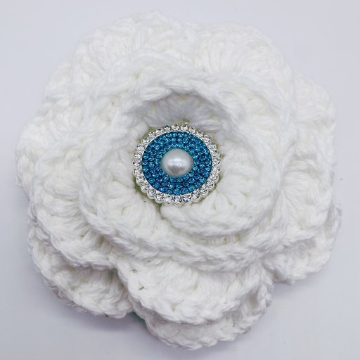 Large White Amicae Crocheted 6" Brooch-Peace N Beads Design