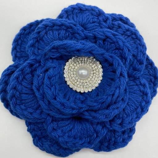Large Zeta Blue Crocheted Brooch-Peace N Beads Design