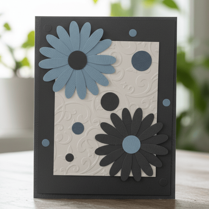 Loves Gentle Petals Card Note Set featuring embossed flowers and decorative elements on a sleek design