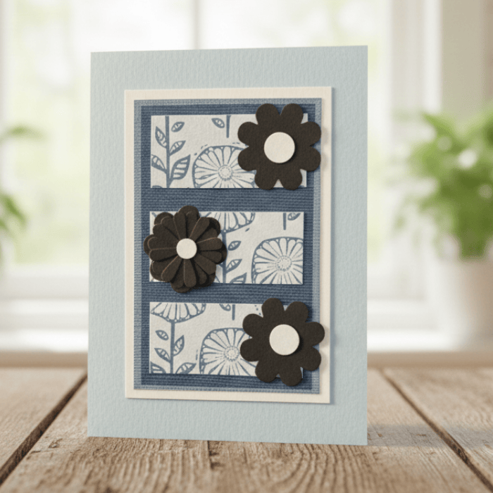 Loves Gentle Petals Card Note Set featuring floral designs and layered embellishments on a textured background