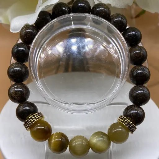 Mens Bronzite Tiger Eye Bracelet-Peace N Beads Design