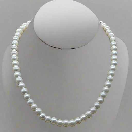 Men's White Pearl Necklace-Peace N Beads Design