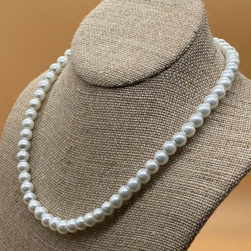 Men's White Pearl Necklace-Peace N Beads Design