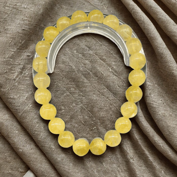 Natural Citrine Gemstone Bracelet for Power and Abundance by Peace N Beads with round yellow beads