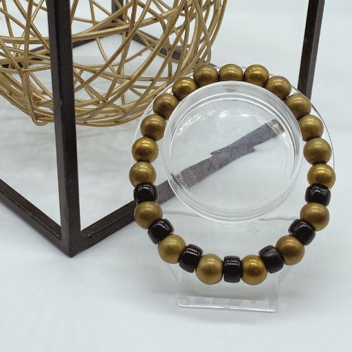 Old Gold Hematite and Black Bracelet-Peace N Beads Design